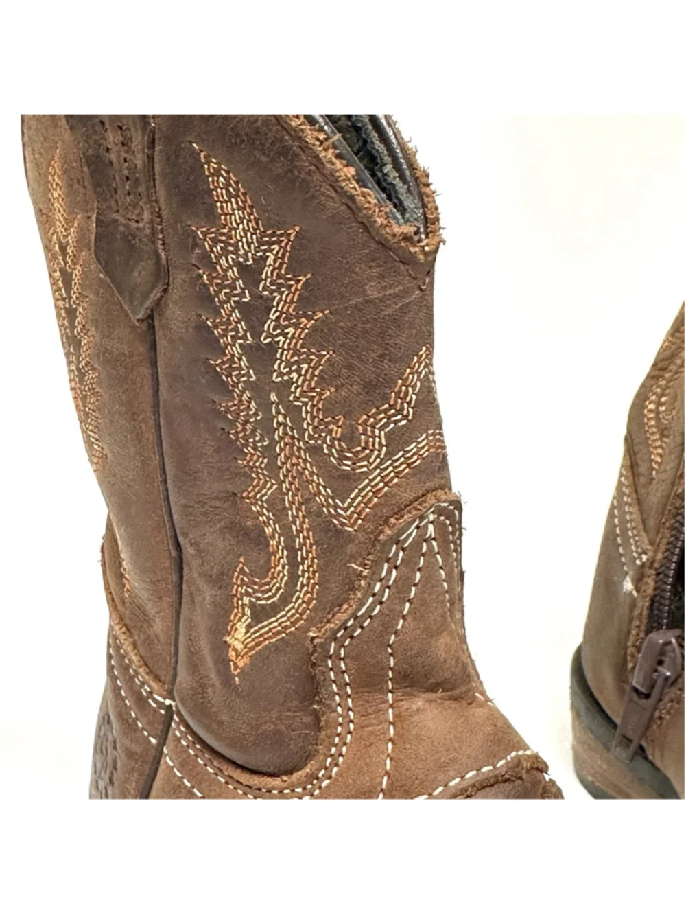 Gallo Giro Toddler Leather Cowboy Boots Brown Mexican Western Kids Sz 14.5 / 8.5